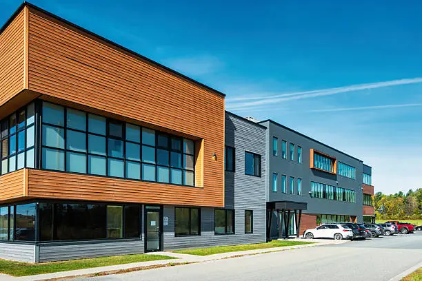 Commercial building with contrasting colors and durable finishes by a commercial painter in Kansas City, MO.